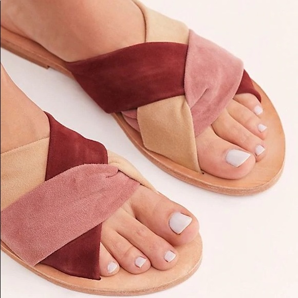 Free People Shoes - Free People Rio Vista Suede Slide Sandals In Rose